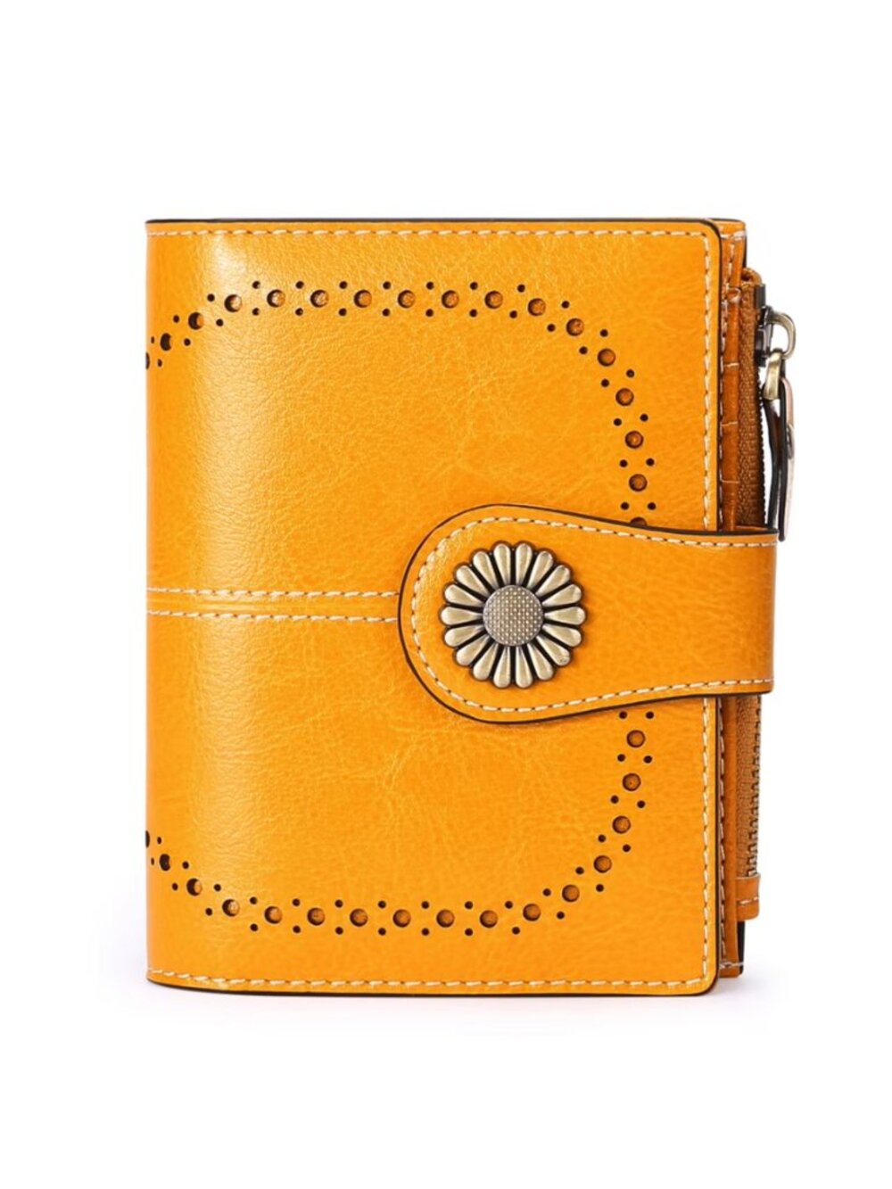 Women's Wallet with Zipper Coin Pocket, Wax-a-Yellow